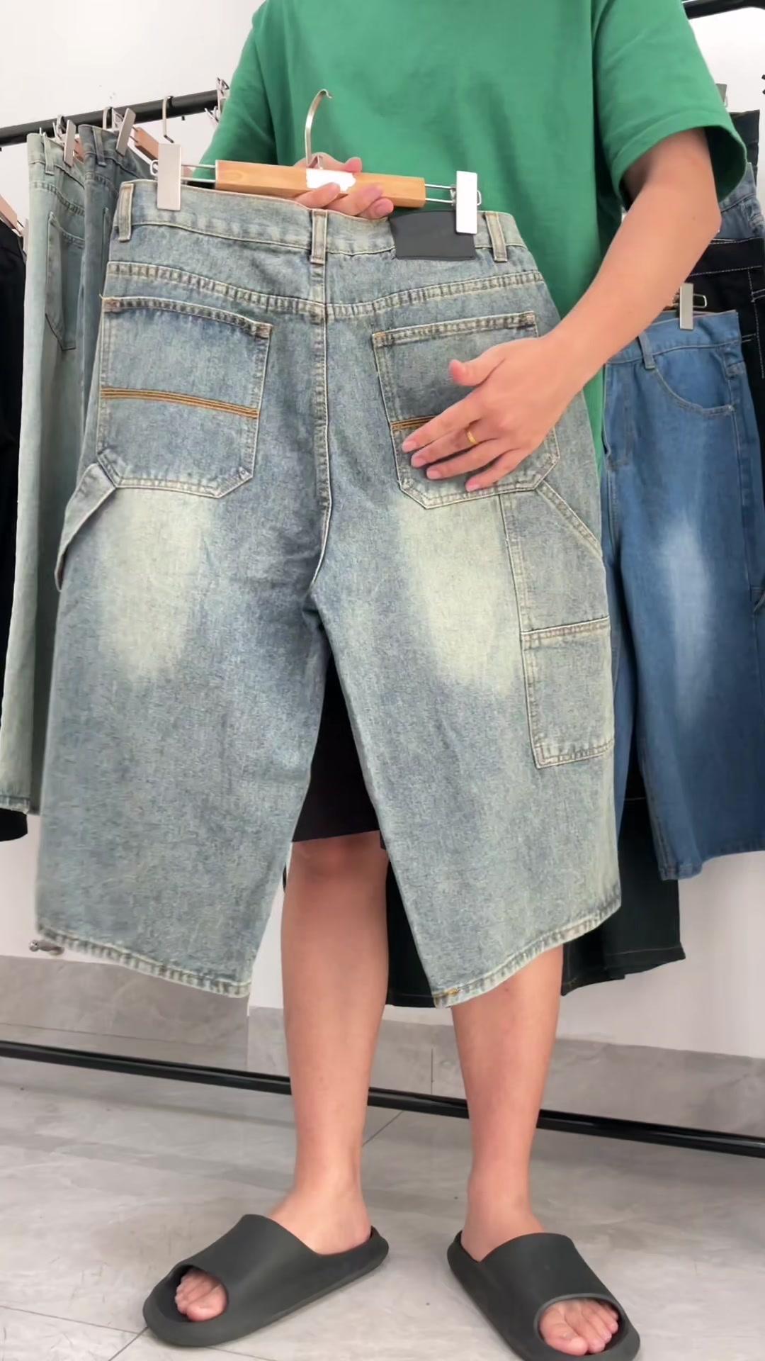 American-style straight-leg seven-point pants.#ootd #jeans