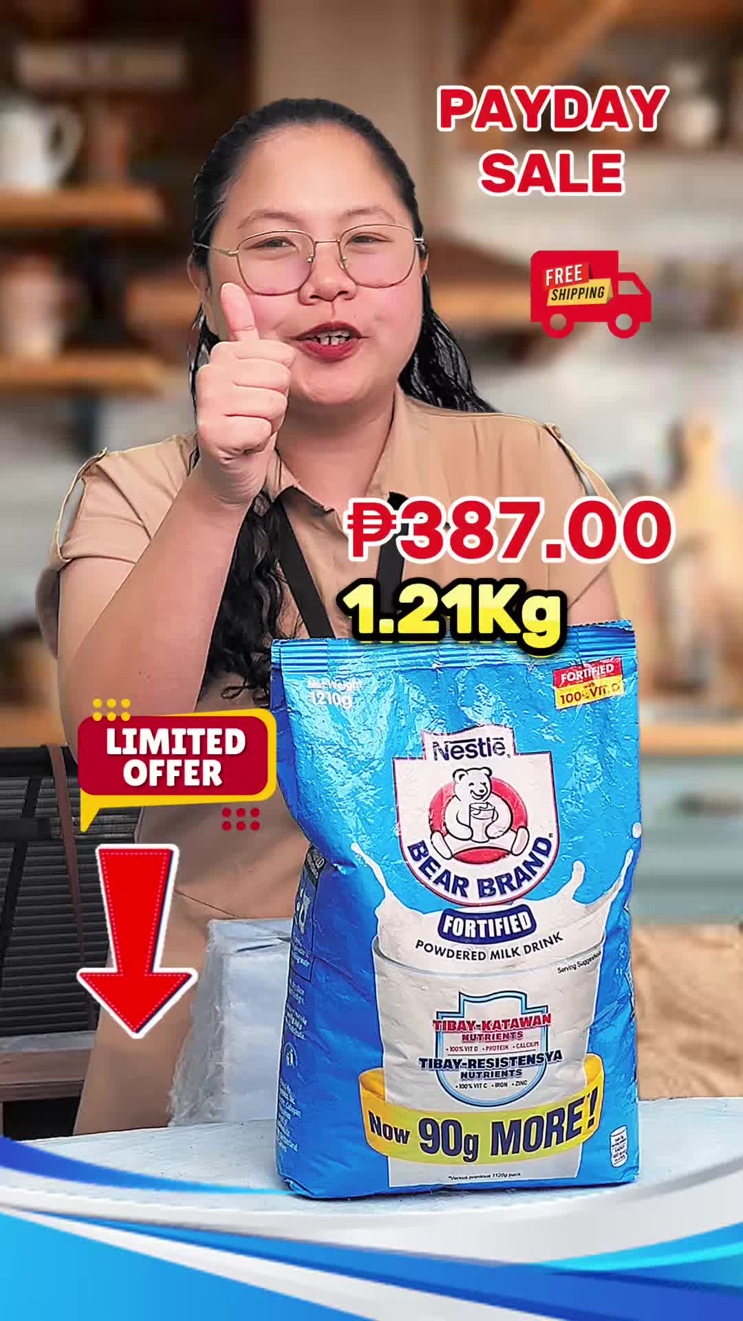 1.21Kg na Bear Brand, bagsak presyo na ngayong Payday Sale at Free Shipping pa!