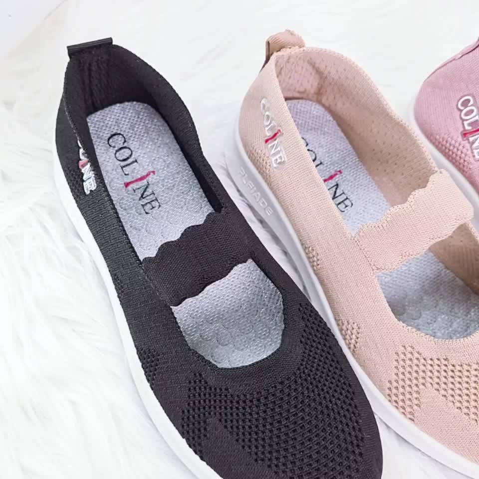COLINE Flyknit Women Shoes Sepatu Wanita Kerja C1064 Canvas Casual Sneakers Sport Camping Outdoor Running Olahraga Running Olahraga Kasual