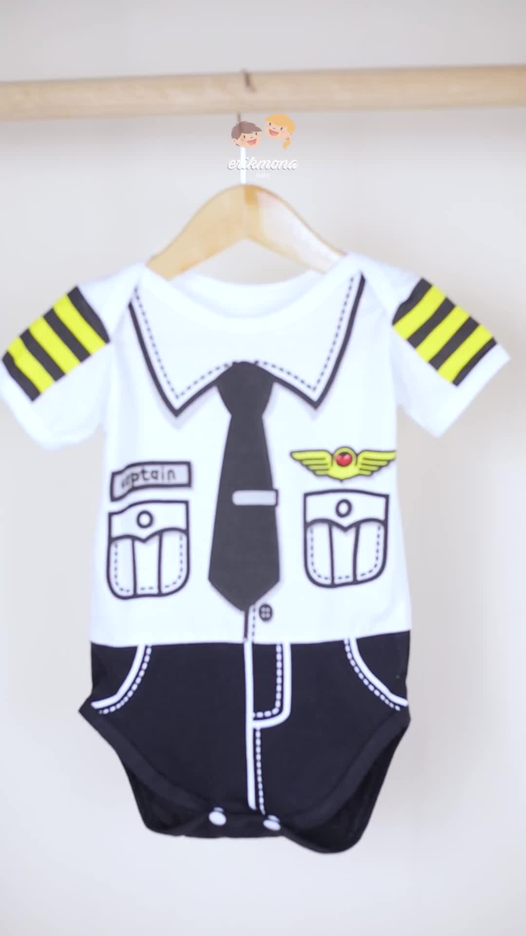 Ermon Baby - Baju Bayi Laki Laki Perempuan Pilot Aviator Jumper Anak Cowok Cewek Karakter Lucu + Topi Usia 0-12 Bulan