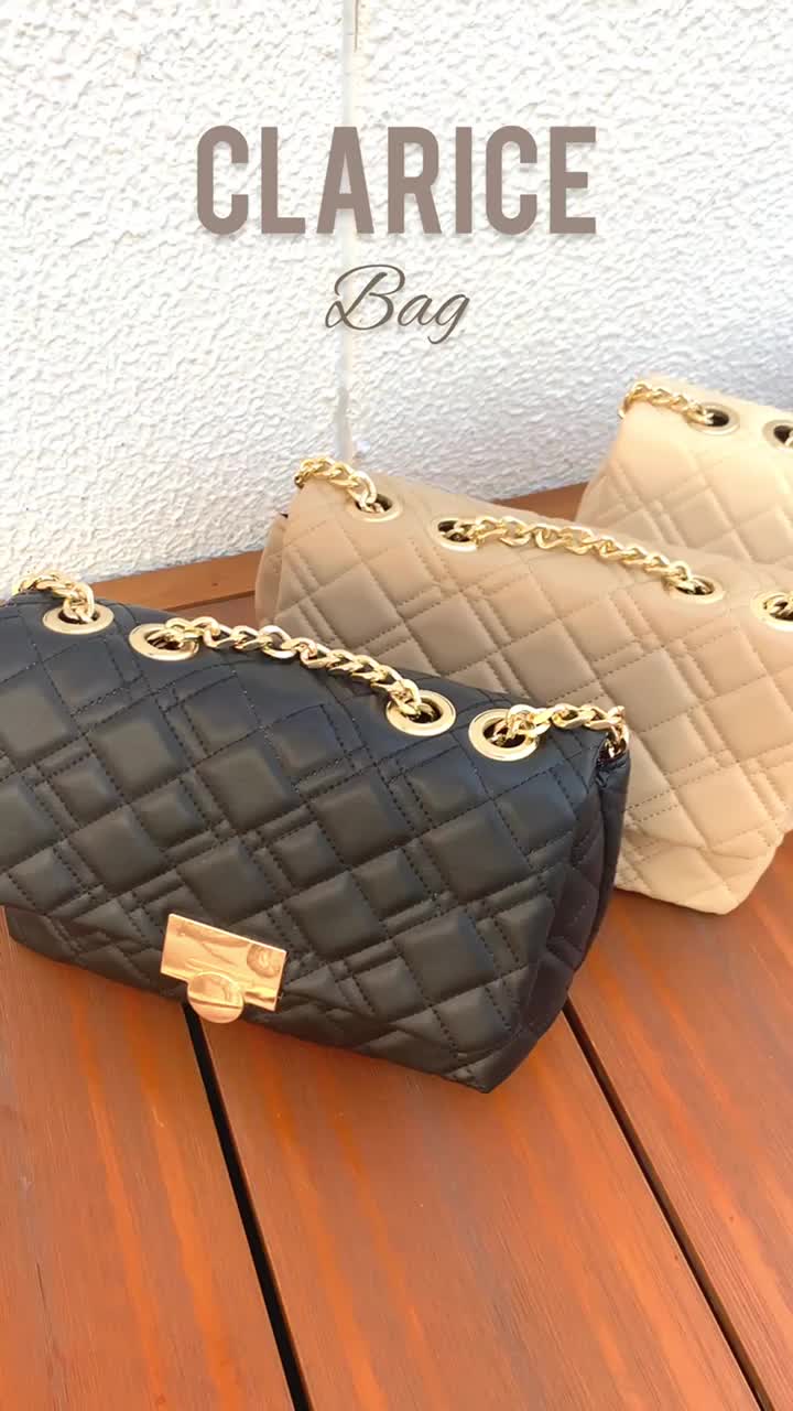 Clarice Sling Bag / Shoulder Bag Kulit Selempang Wanita Polos Kulit PU Hitam