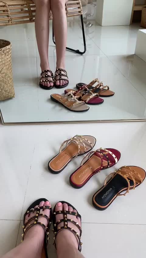 Ayomichan - Sandal Strappy Pearly AYM14 Sandal Flat / Sepatu Teplek Wanita