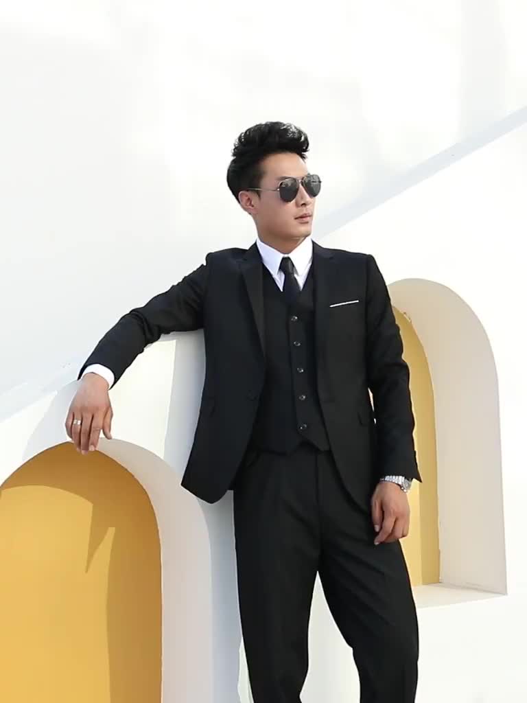 3 In 1 Setelan Jas Tuxedo Pria Formal Bisnis Casual Wisuda Pengantin Nikahan Kantor Blazer Slimfit Dewasa Rompi dan Celana Bahan