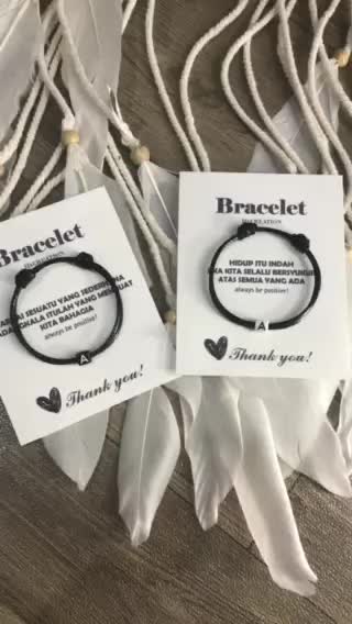 GELANG TALI COSTUM INISIAL MANIK 'A-Z'  (Manik Dadu) Hitam Putih Bracelets gelang inisial aesthetic
