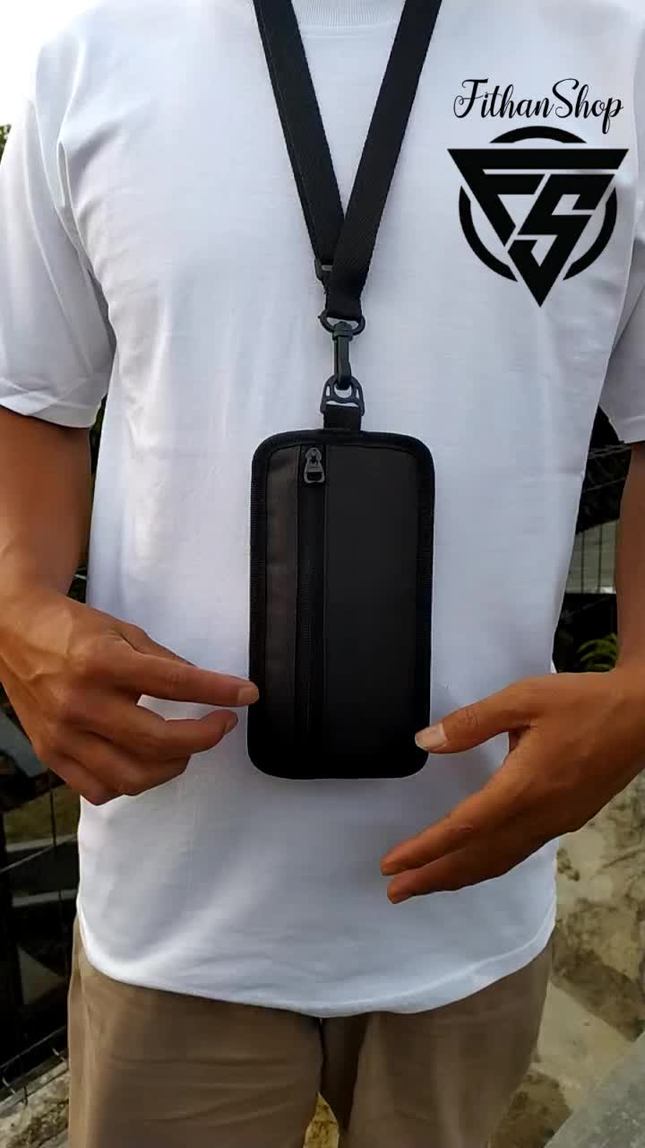 PVS-Dompet Hp Sako Nomo Hanging Wallet Bahan Kanvas Canvas Hitam