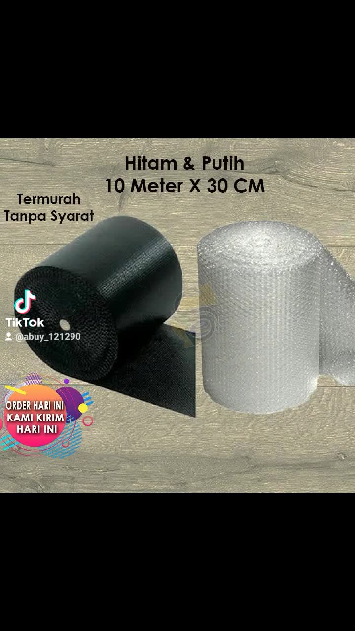 Bubble Wrap 10M X 30CM Tebal, Ready warna hitam & Putih