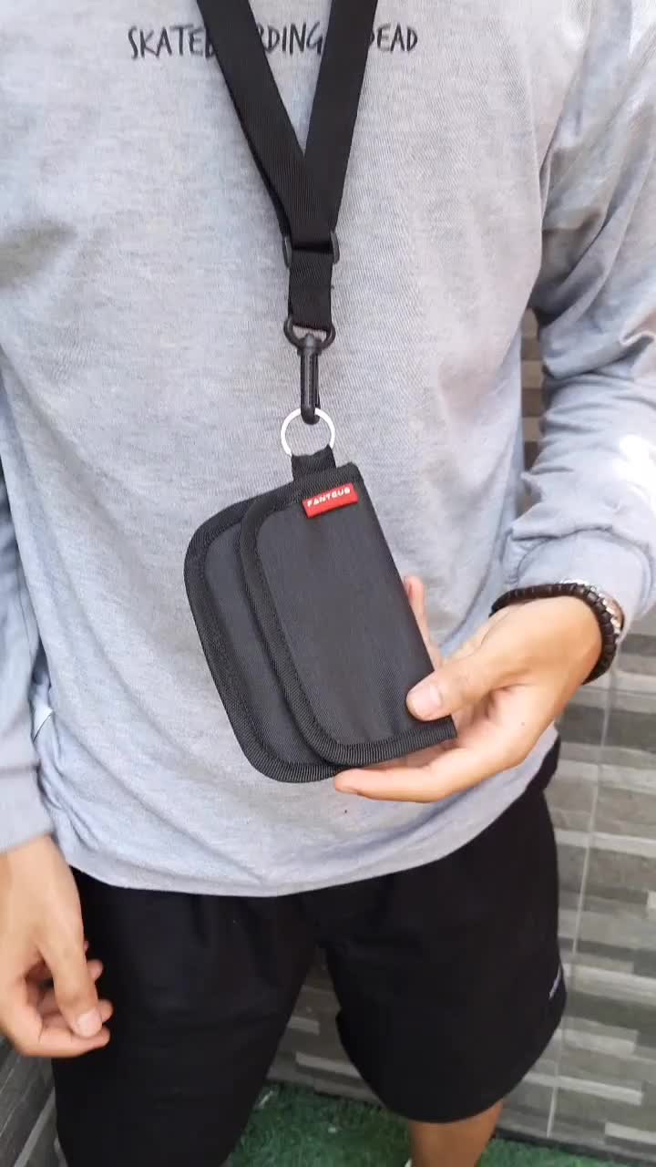 Sako Wallet Pria Dompet kartu Gantung Hanging Wallet Bahan Canvas Hitam Fashion Korea Terbaru