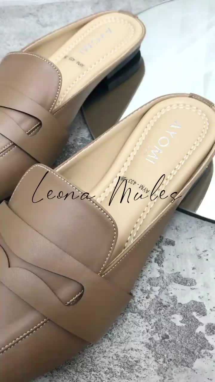 Ayomichan - Leona AYM433 Mules Sepatu Wanita  / Sepatu Flat Black Shoes