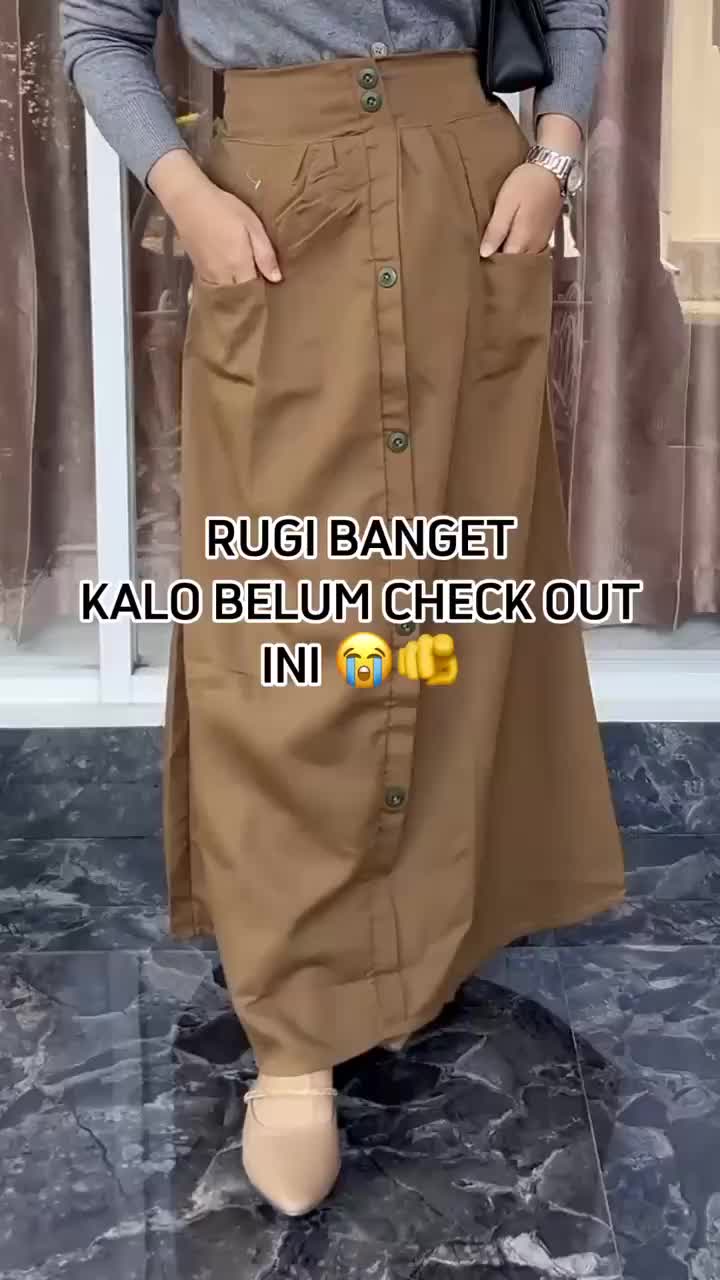 Rok Aline Kancing Katun Twill Premium Wanita Dewasa Panjang Cantik Nyaman
