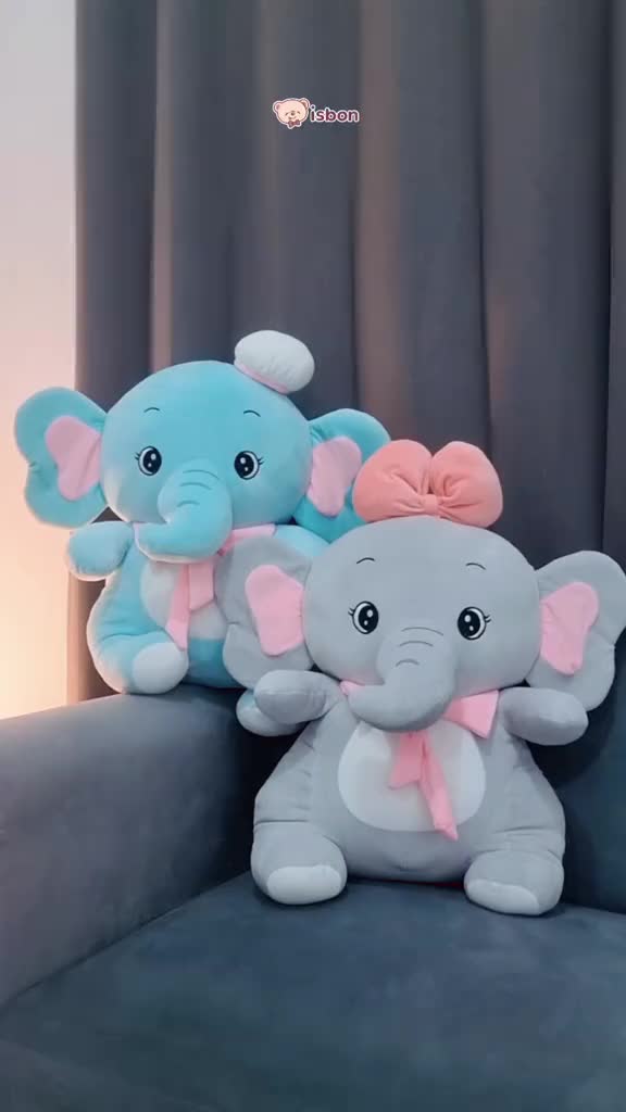 Isbon ISTANA BONEKA Gajah Duduk Elephant With Pita Lucu Cocok Untuk Hadiah Ulang Tahun Bahan Halus Premium