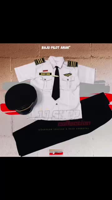 Baju Kostum Karnaval Profesi Pilot Lengan pendek , BAJU Pilot anak request nama BAJU PILOT ANAK