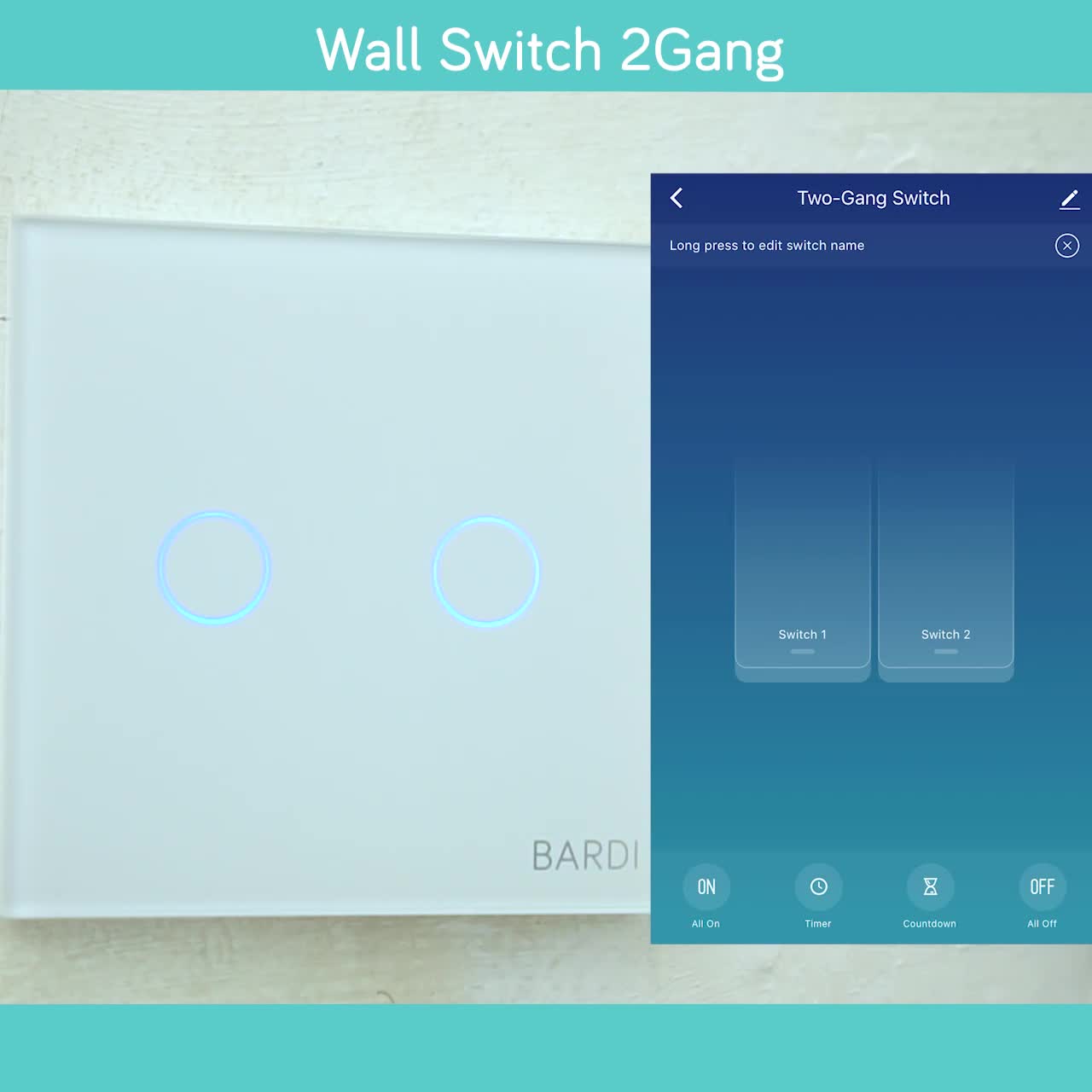 BARDI Smart Wall Switch EU 2 Gang - White