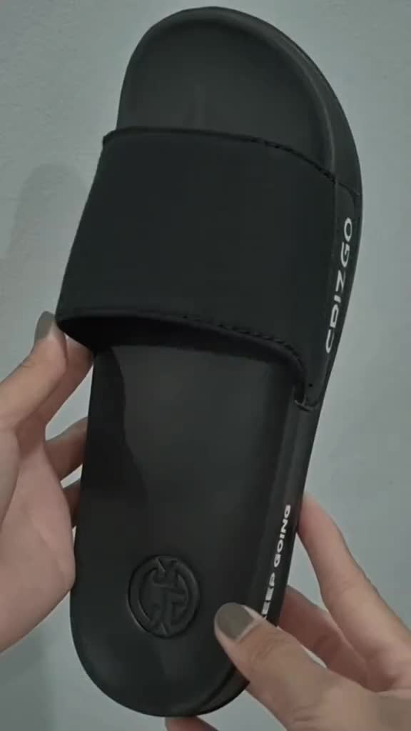 Sandal Karet Slop Full Hitam Bestseller Canvas Slip-On Pria Wanita Nyaman Anti-Slip Bisa COD - Shoes