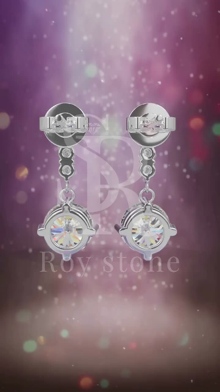 RoyStone - Anting Whole Teardrop Earrings Perhiasan Moissanite Sertifikat GRA Original Lapis Emas 18K