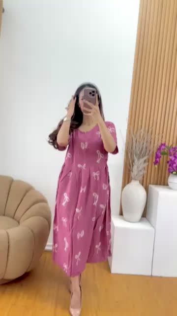 Daster kekinian busui viral bahan rayon adem nyaman daster wanita hamil menyusui resliting depan baju tidur dan baju santai wanita cibi kimono Dress Midi Bumil Pendek Motif Tebal Casual Kancing Panjang Belah Samping