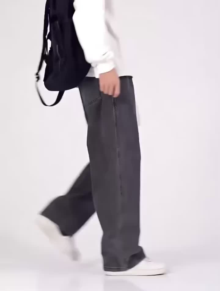 Bella Moda - Celana Jeans Kulot Pria Baggy Pants Celana Skena Y2K Pria Korean Style Pinggang Loose Straight Jeans Jumbo Cowok Oversize Panjang Muda Biru Hitam Shabby Chic Loose-fitting