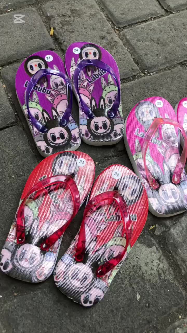Sendal Anak cewek LABUBU biasa Karakter Lucu Sendal Jepit Perempuan Sandal Fashion