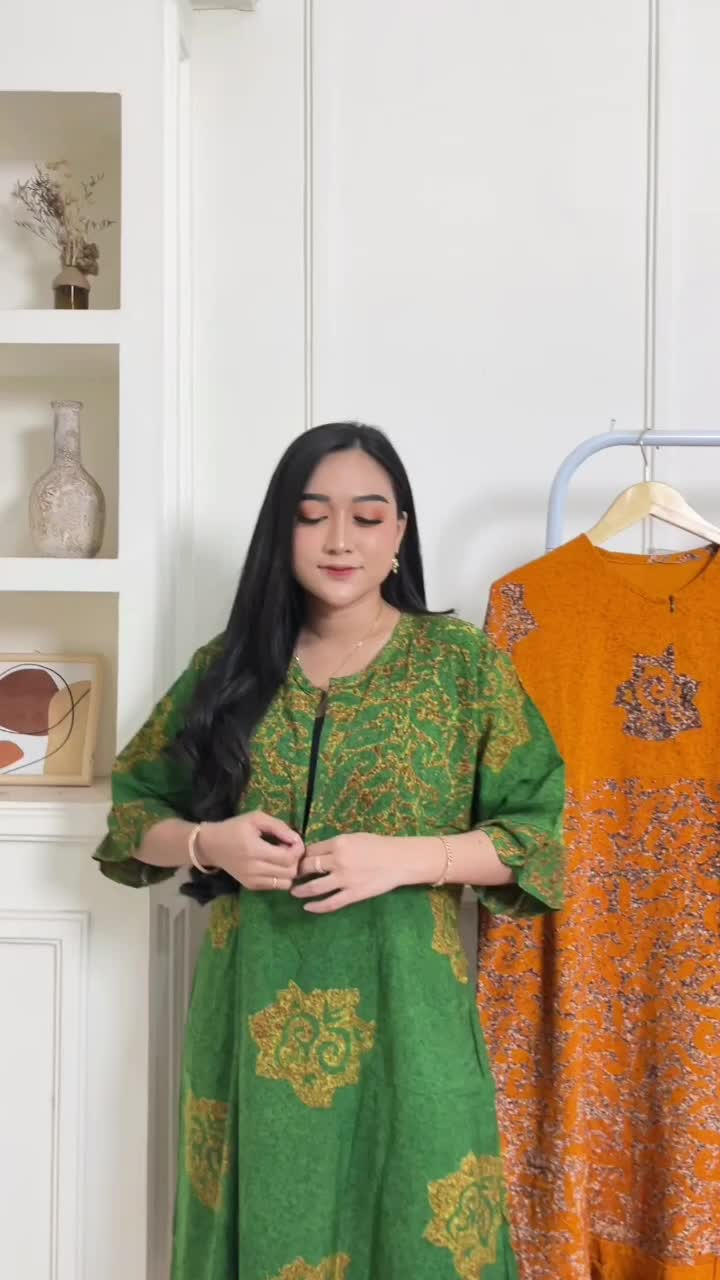 Daster Batik Jumbo Ld 120cm Rayon Tebal Dress Maura Cap Busui Resleting Depan Motif Terkini