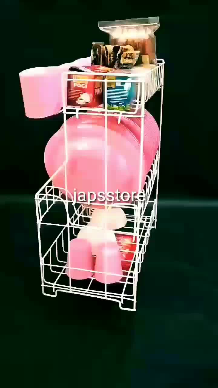 RAK PIRING DAN GELAS 3 SUSUN, BESI KUAT ANTI KARAT, CAT COATING ANTI GORES (RPL03 NEW HITAM)