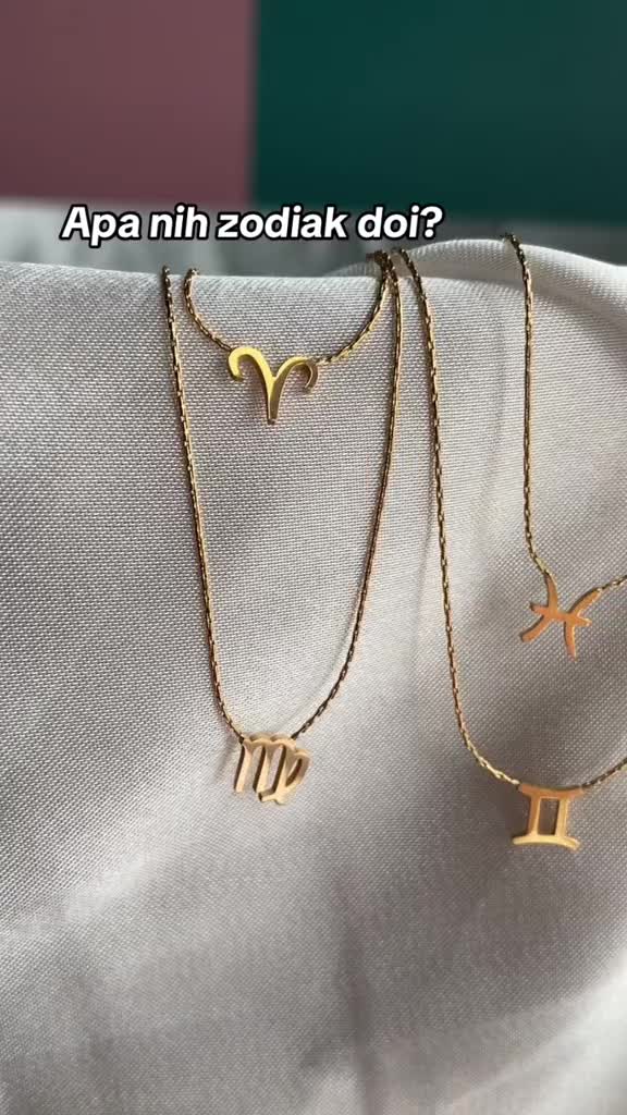 SAT.10 Kalung Titanium Warna Gold Dengan liontin Zodiak SAT-FCA4139/4155 Rantai