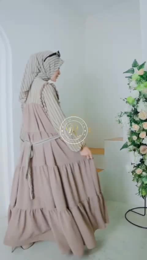 GAMIS-COUPLE Aura RaffiFashion Set Hijab Bahan Ceruty Babydoll Mix Cringkle Set Hijab Segi Empat Mewah