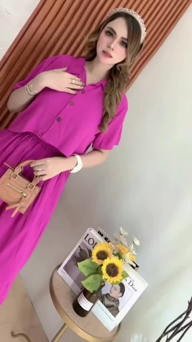 Setcrop Wanita Dewasa Setelan Santai Rayon Super  - One Set Baju dan Rok Polos Busui Friendly Nyaman