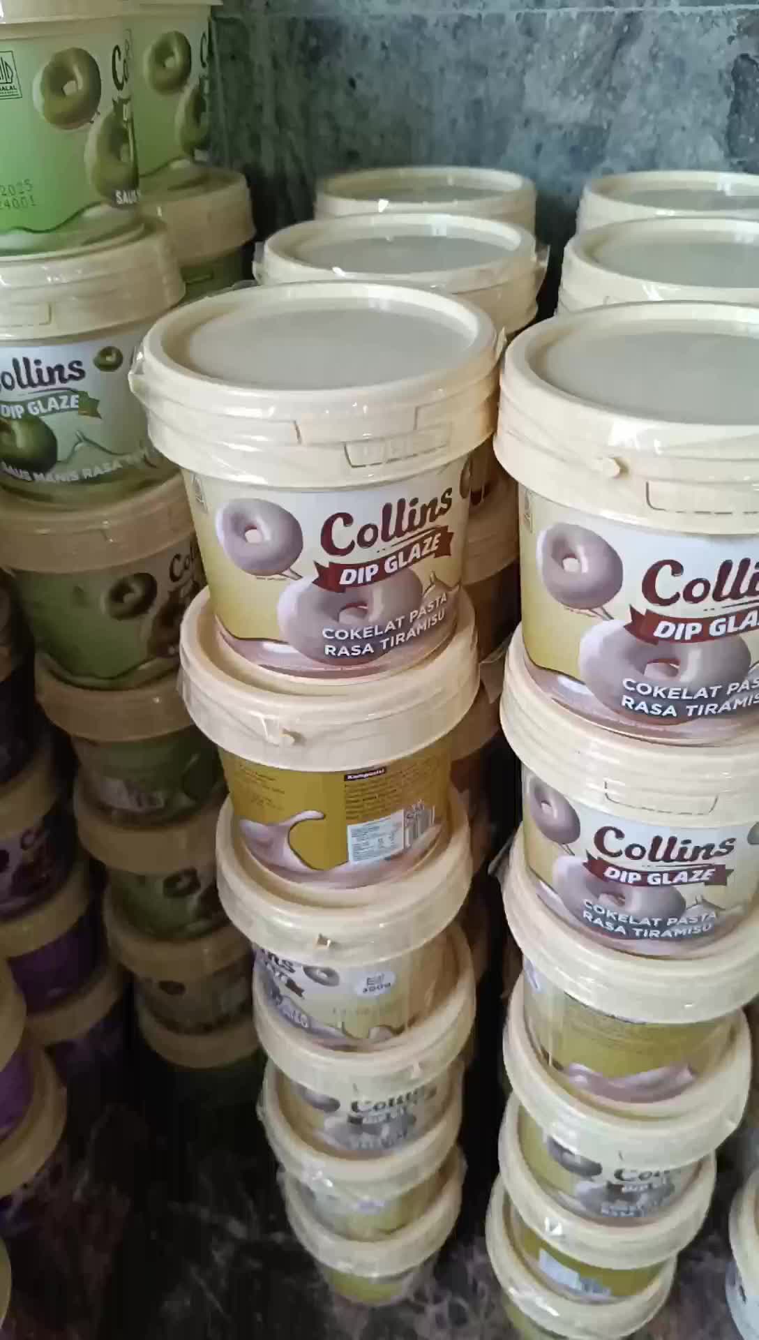 COLLINS DIP GLAZE 300 GR Saus Selai Manis Topping Kue, Donut, Pisang - Rasa Cokelat, Tiramisu, Green Tea, Taro, Strawberry, Milk -