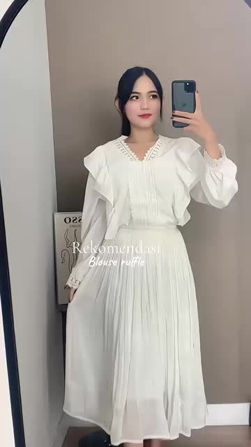 NJ - Jennie Blouse Ruffle Renda Atasan Wanita Kantor Premium