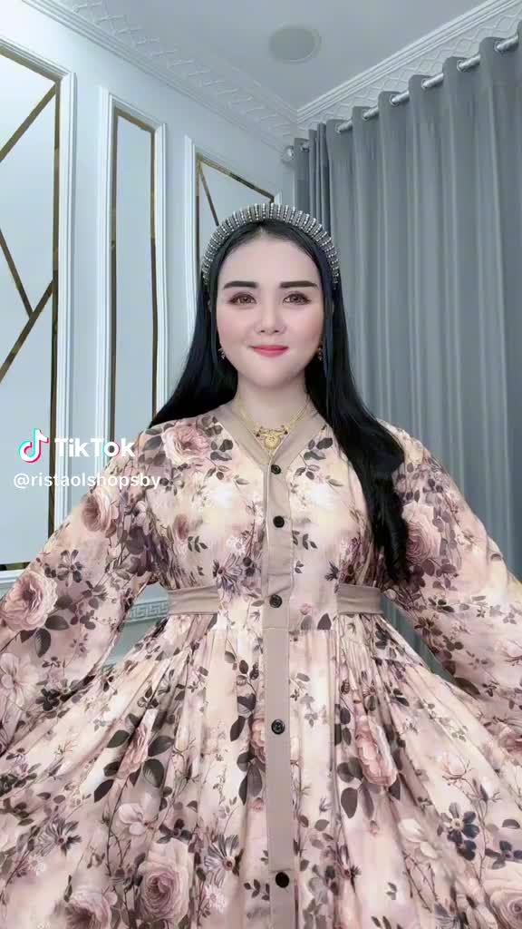 Yutaka Jaipan - Pakaian Wanita Dress Busui Lengan Terompet Katun Rayon Baju Kancing Panjang Casual