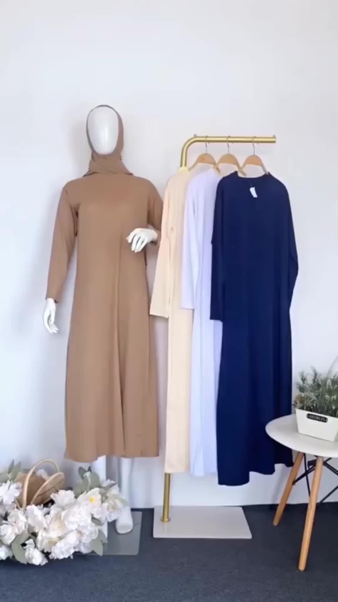 Terdedia inner dres lengan panjang . manset gamis wanita muslim lengan panjang Dalaman Hitam Span Gaun Nyaman Kerah Sabrina Putih Karet Biru Pendek Basic Formal
