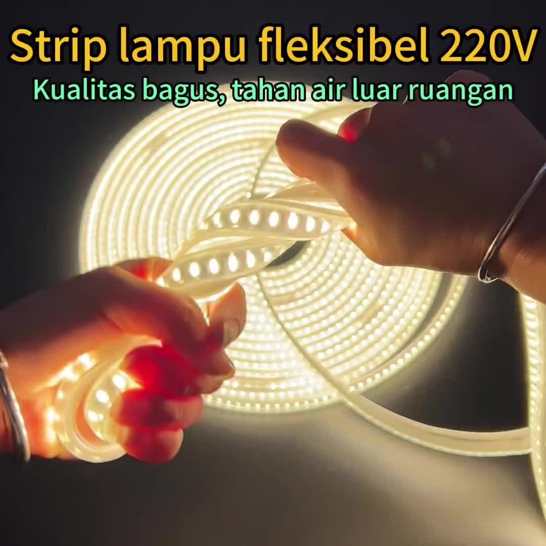 Lampu LED light and lencana 220V suasana kamar tidur strip ringan sangat terang lampu neon 15m 20M Kuning Putih Rak