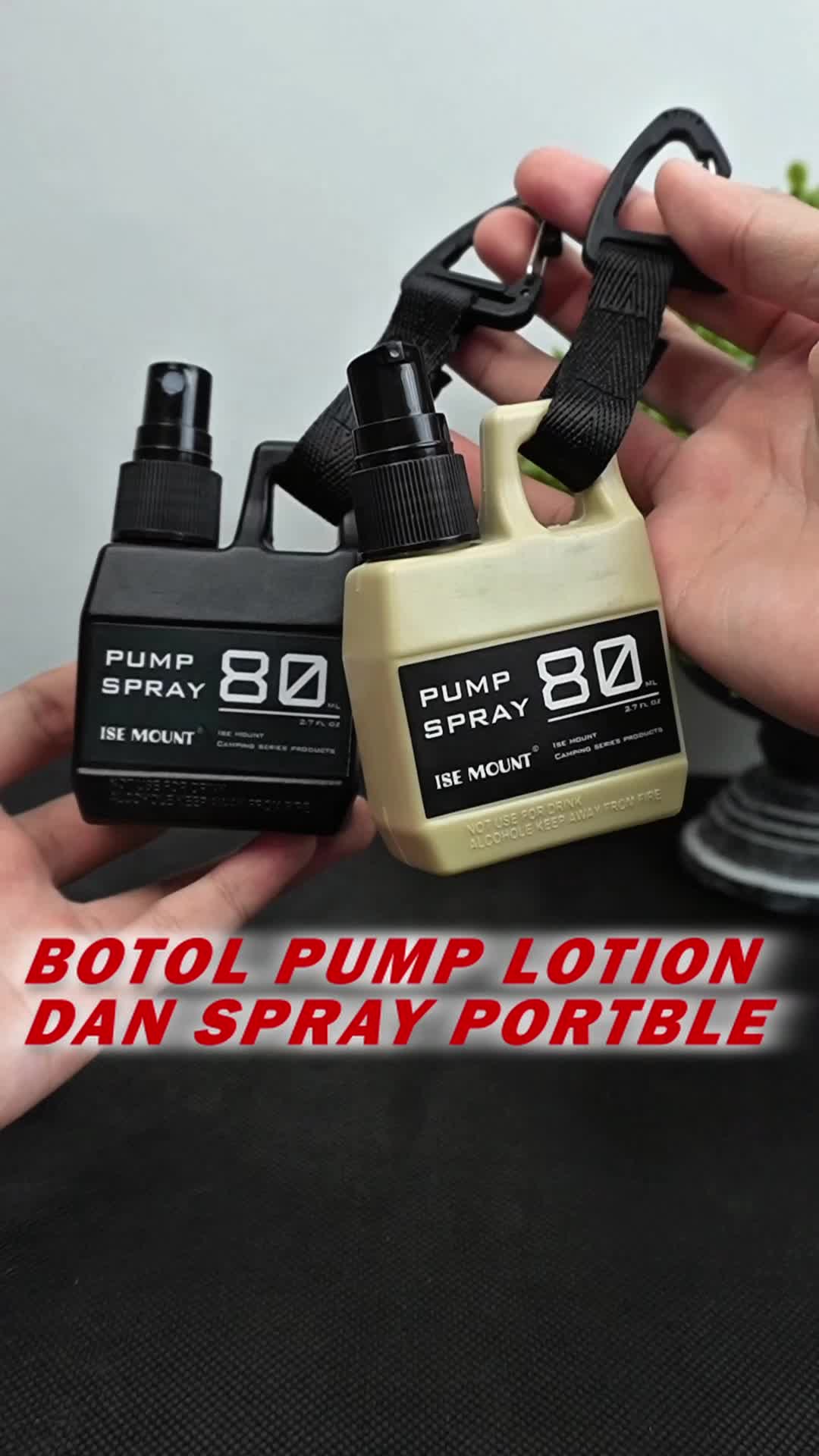 Botol Pump Spray Lotion Handsanitizer Camping Hiking Hook Carabiner Ise Mount Black