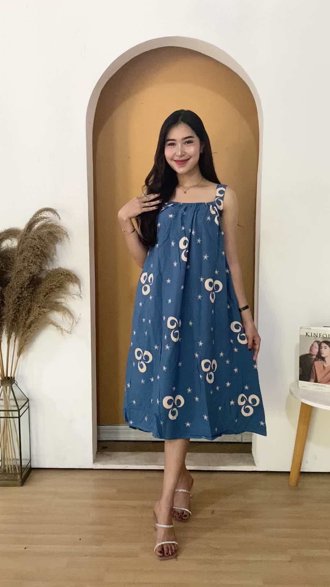 Baju Daster Yukensi Tanpa Lengan Motif Kipas Kekinian Jumbo LD 130 140 Super Adem Busui Ibu