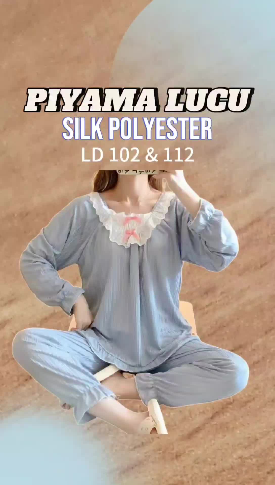 [MIS3131] Oneset Baju Tidur Piyama Wanita Lengan Panjang Celana Panjang Motif Polos Atasan Renda Setelan