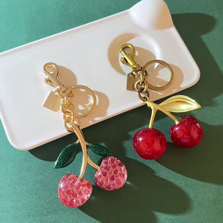CH01 CHERRYS CHARM Gantungan Tas Bag Kunci Dompet  Cherry Mewah Premium