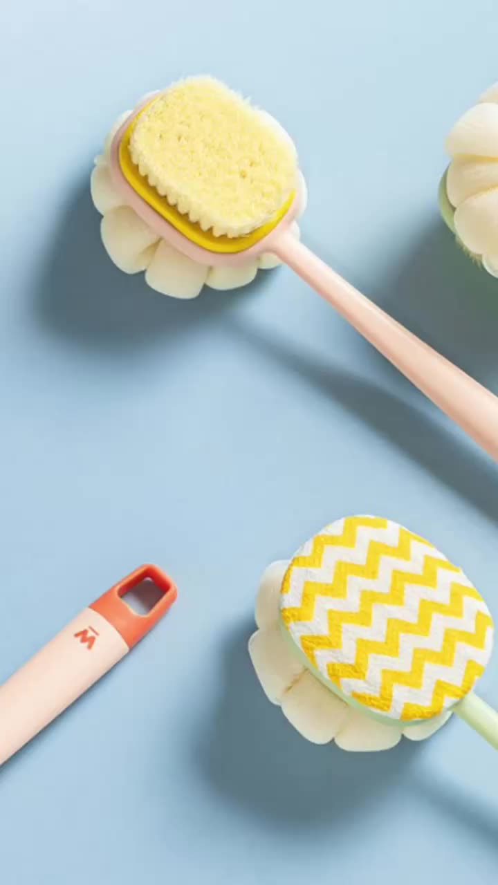 BISA COD H6586 Shower Puff 2 in 1 / Alat Sikat Mandi Gosok Punggung / Spons Bath Brush Puff Lembut