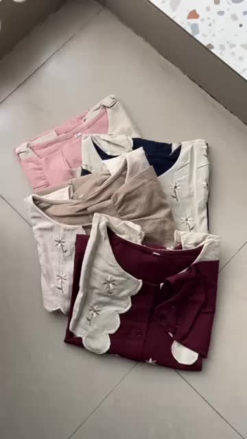 By.HANA 366 | Collar Ruffle Shirt | Kemeja Linen Bordir Atasan Panjang Wanita blouse korean Cewek Casual