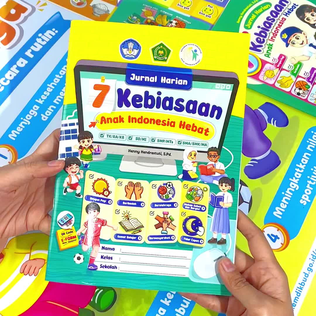 Jurnal Harian Anak Hebat 2 Semester – 7 Kebiasaan Anak Indonesia (TK–SMA/K) | Bonus E-Form & Full Color
