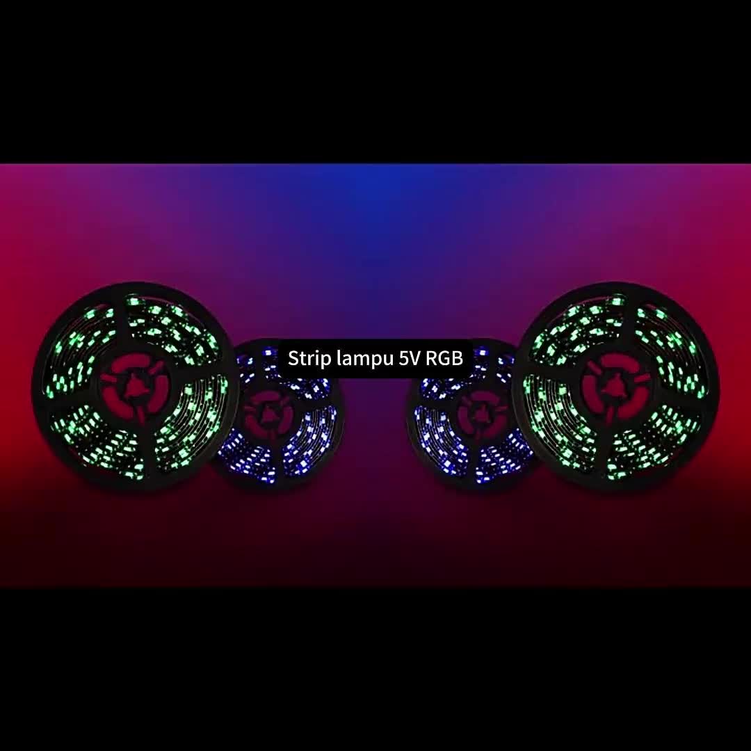 Lampu Strip LED RGB USB CCTV 5050 Putih Hangat IP44 1-5M 5V + Remote Control 5050 lampu  karakter  kamar