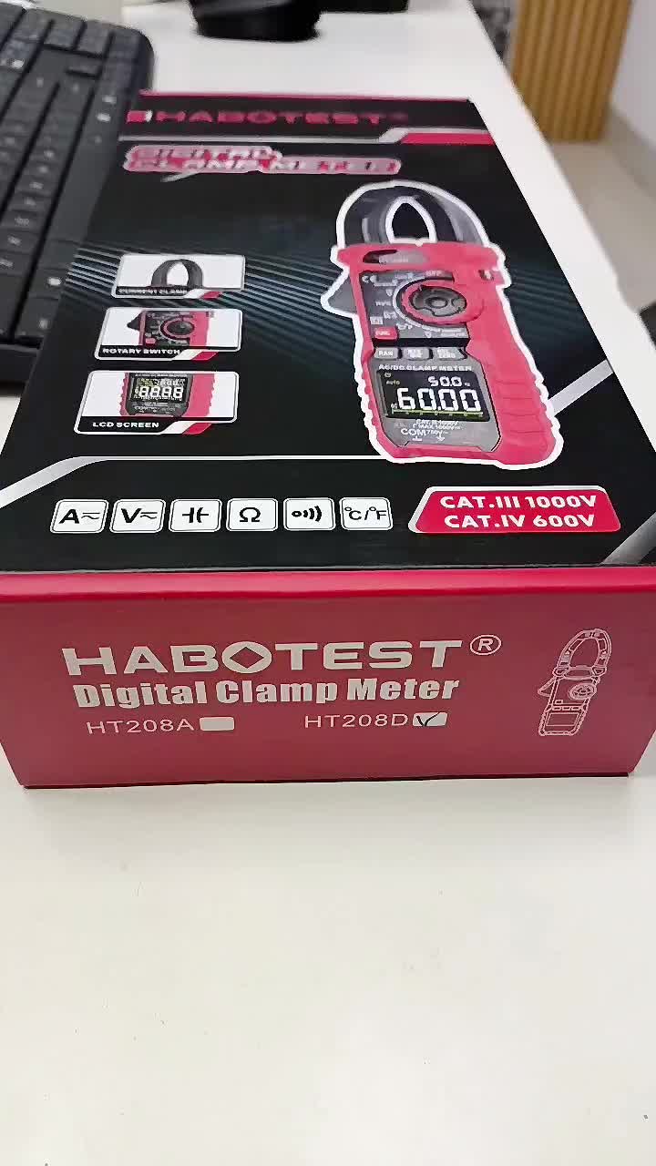 HABOTEST HT208D Tang Ampere AC DC Current Zero Line Meteran Klem Digital True-RMS NCV Multimeter
