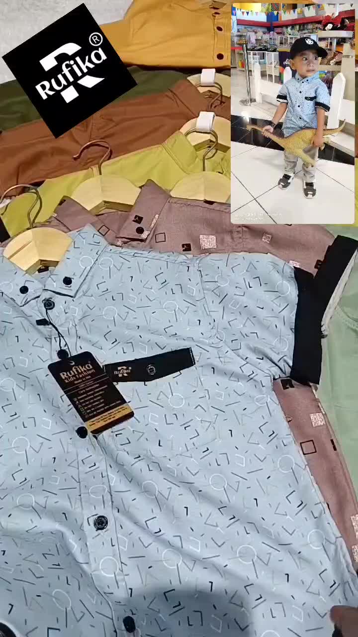 Atasan Baju Hem Kemeja Anak Laki Laki Cowok Usia 2 3 4 5 6 7 8 9 10 Tahun Kemeja Katun Anak Perempuan Motif Terbaru KF031 kemeja  anak