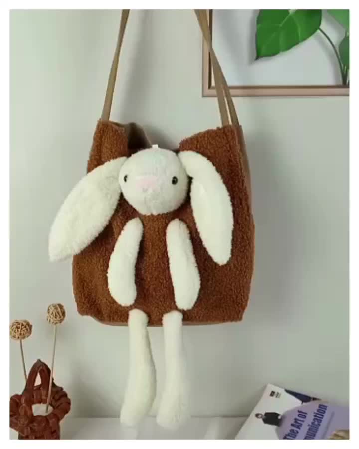 Tas Bahu Tote Shoulder Bag Wanita Remaja Anak-anak Lucu Boneka Rabbit Kelinci Impor 6049-1 Bulu