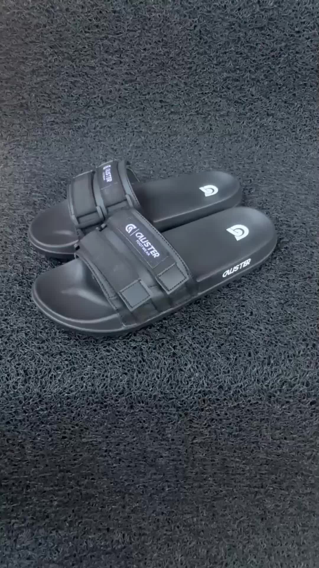Calister - Sandal selop hitam distro strap aesthetic Karet Pria Shoes Sendal antiselip simpel