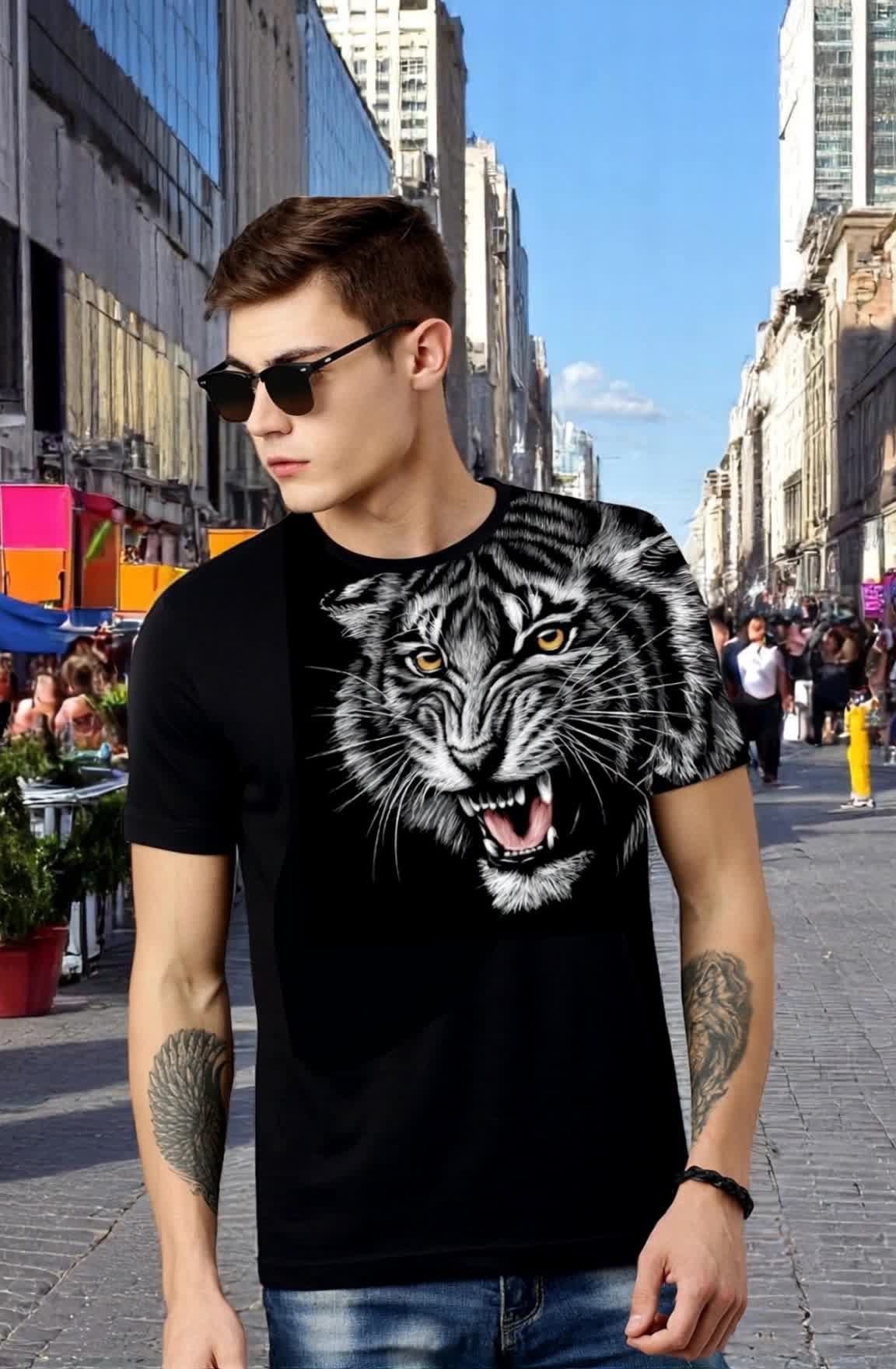 Kaos Motif Macan Baju Distro Cowok katun panjang dewasa pria Atasan Keren bajudistro