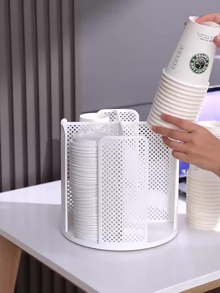 CUP DISPENSER/Rak Penyimpanan Multifunksional /cangkir estetika holder /Penyimpanan Cangkir Gelas Kertas(16oz - 22oz) /360 memutar