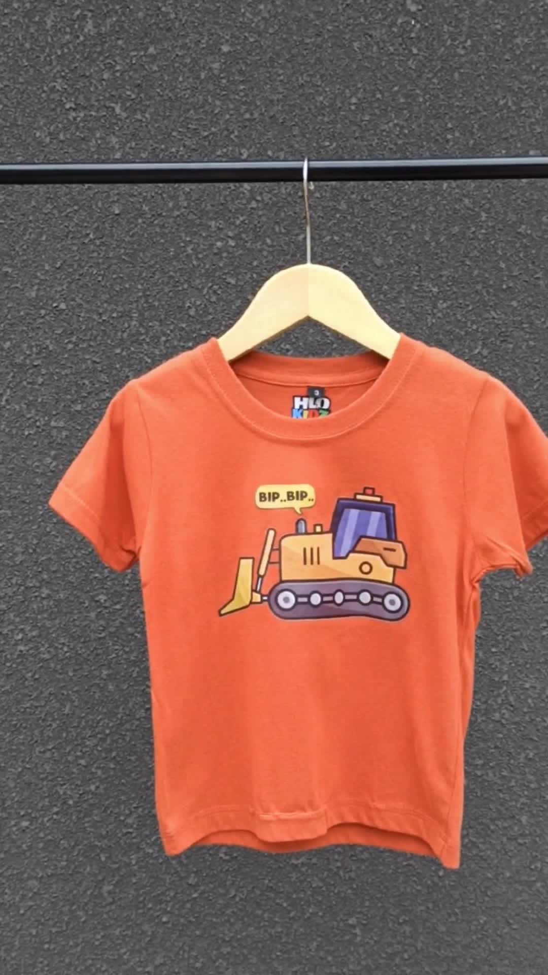 HLOKIDZ BAJU KAOS DISTRO ANAK LAKI-LAKI COWOK & PEREMPUAN CEWEK UNISEX LENGAN PENDEK KATUN PREMIUM CASUAL DAILY OUTDOOR MURAH GAMBAR BULLDOZER BULLDOSER EXCAVATOR VIRAL MINIMALIS