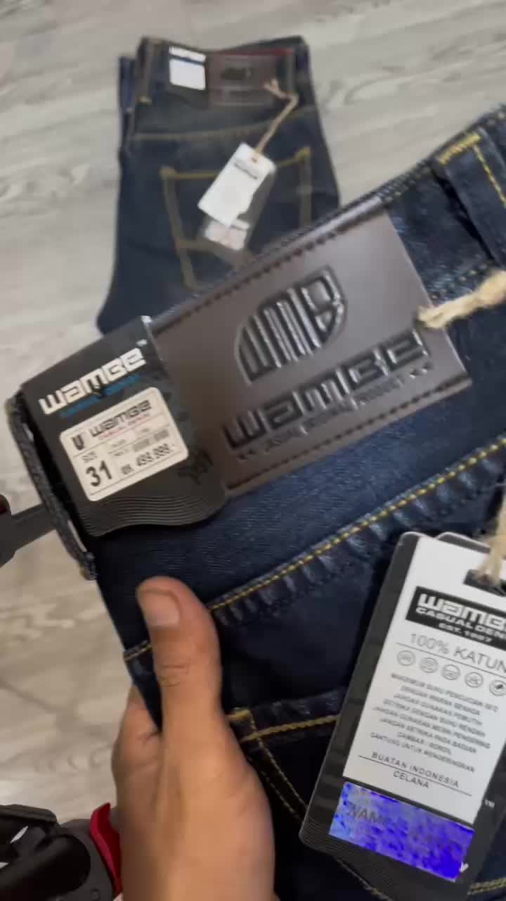 Celana Jeans Pria Panjang Wambe Model Whisker Sobek Regular Fit celana  sobekpria Hitam Cowok