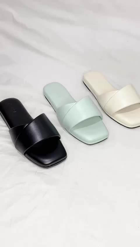 XIERRA REIN Sandal Slip On Wanita Flat Big Size 36-40 41 42 43 44 45 46 Sendal Black