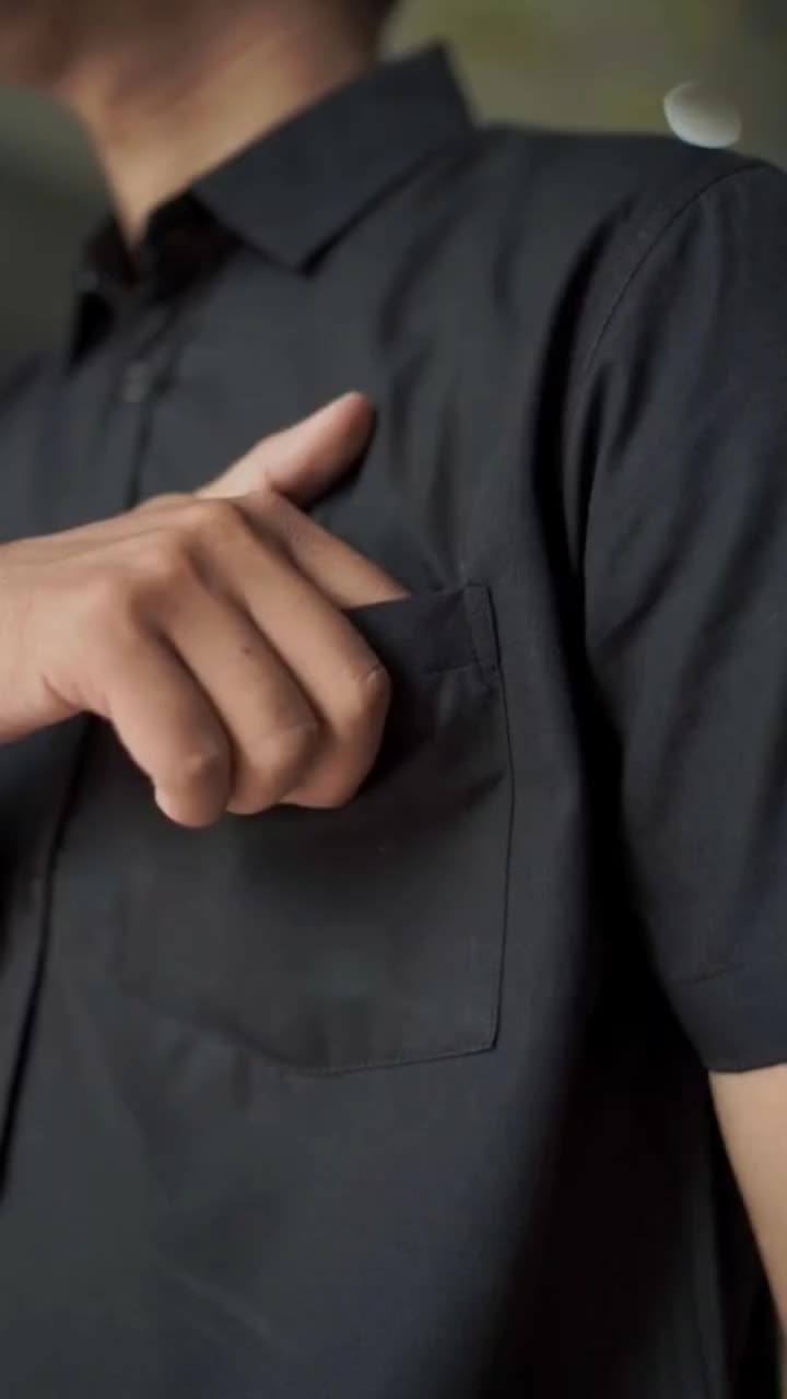 TRONIK-Kemeja Polos Pria Lengan Pendek Twil Sweding