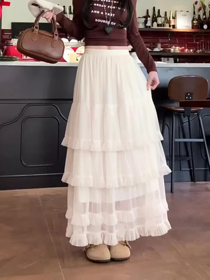 Anita Tutu Long Tile Skirt Premium Rok Panjang Wanita 3 Layer Tile Nyaman & Adem Motif Pesta High Waist Fashion Korea China